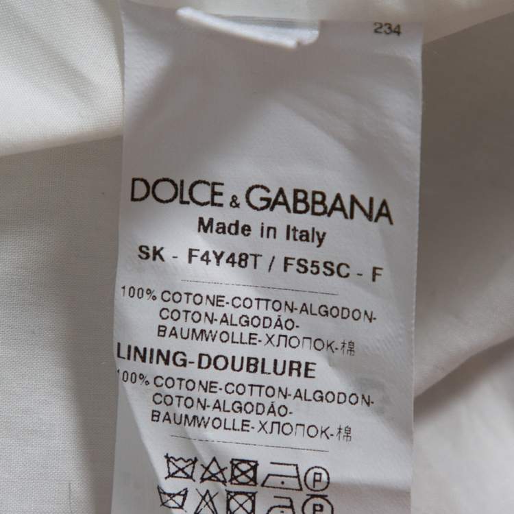 Pre Owned Dolce & Gabbana White Polka Dot Print Cotton Flared Skirt S