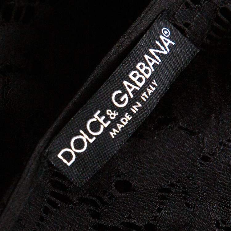 Pre Owned Dolce & Gabbana Black Sheer Lace Scalloped Blouse M