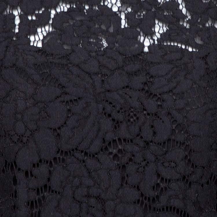 Pre Owned Dolce & Gabbana Black Sheer Lace Scalloped Blouse M