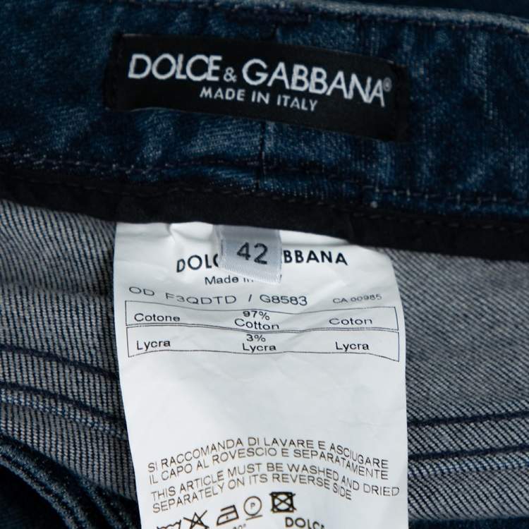 Pre Owned Dolce & Gabbana Indigo Faded Effect Denim Straight Fit Jeans M