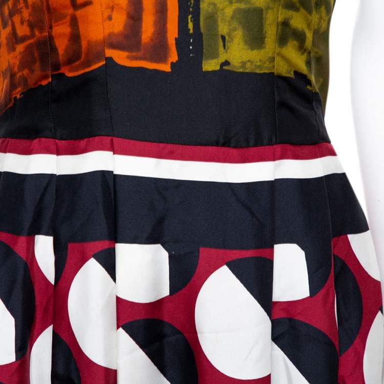 Pre Owned Dolce & Gabbana Multicolor Abstract Print Silk Sleeveless Dress M
