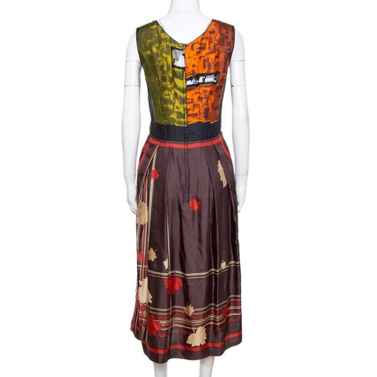 Pre Owned Dolce & Gabbana Multicolor Abstract Print Silk Sleeveless Dress M