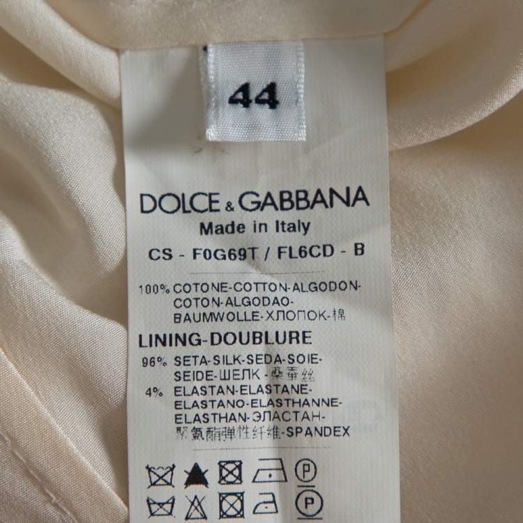 Pre Owned Dolce & Gabbana Off White Floral Lace Button Front Coat M