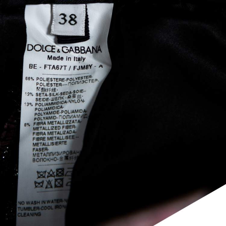 Pre Owned Dolce & Gabbana Pink Floral Lurex Jacquard Shorts S