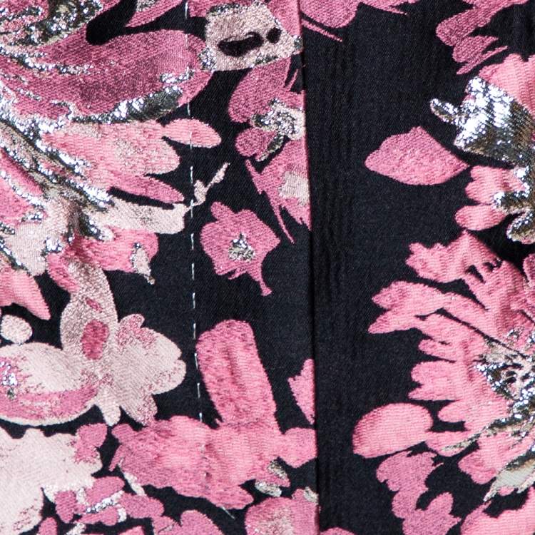 Pre Owned Dolce & Gabbana Pink Floral Lurex Jacquard Shorts S