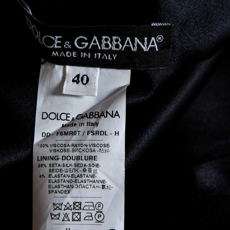 Pre Owned Dolce & Gabbana Black Crepe Key Print Sheath Dress S