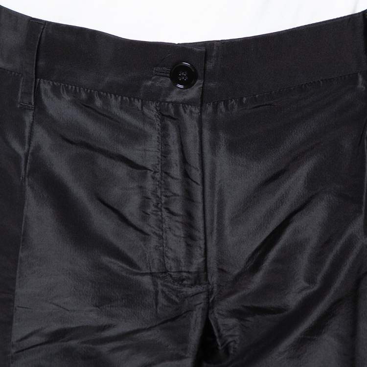 Pre Owned Dolce & Gabbana Black Silk Taffeta Straight Leg Pants L