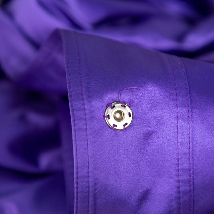 Pre Owned Dolce & Gabbana Purple Silk Satin Button Front Coat L