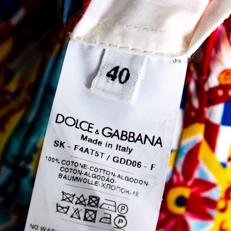 Pre Owned Dolce & Gabbana Multicolor Carretto Print Cotton Pleated Skirt S
