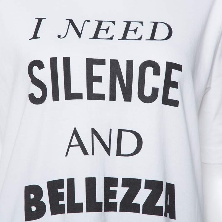 Pre Owned Dolce & Gabbana White I Need Silence Print Cotton T-Shirt S
