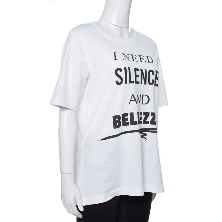 Pre Owned Dolce & Gabbana White I Need Silence Print Cotton T-Shirt S