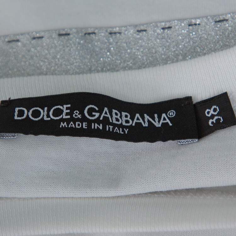Pre Owned Dolce & Gabbana White I Need Silence Print Cotton T-Shirt S