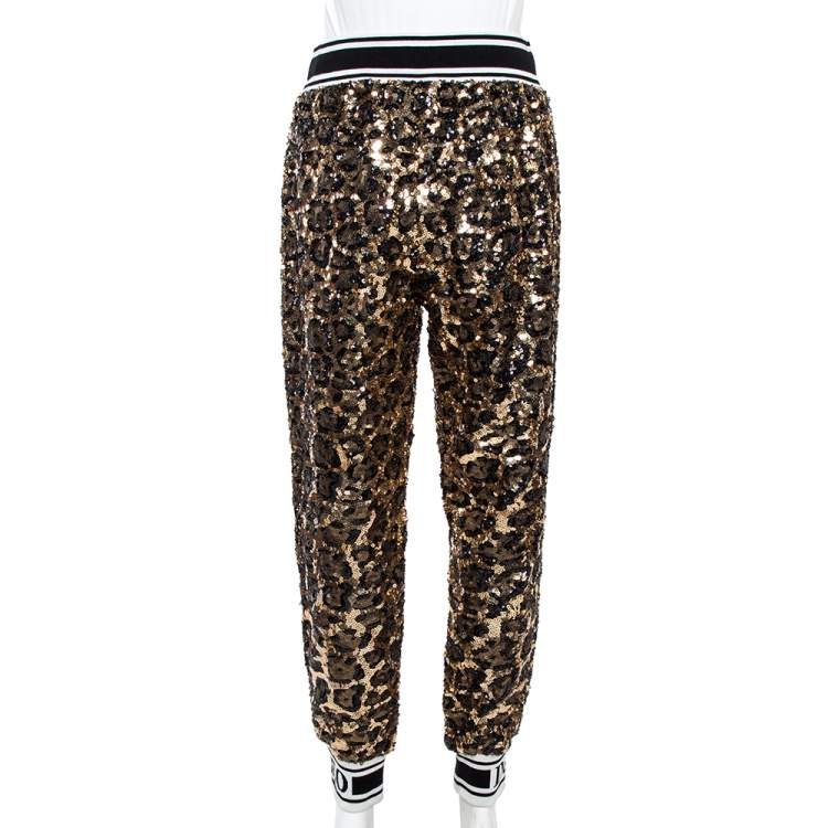 مملوكة مسبقًا Dolce & Gabbana Gold Sequined Track Trousers S
