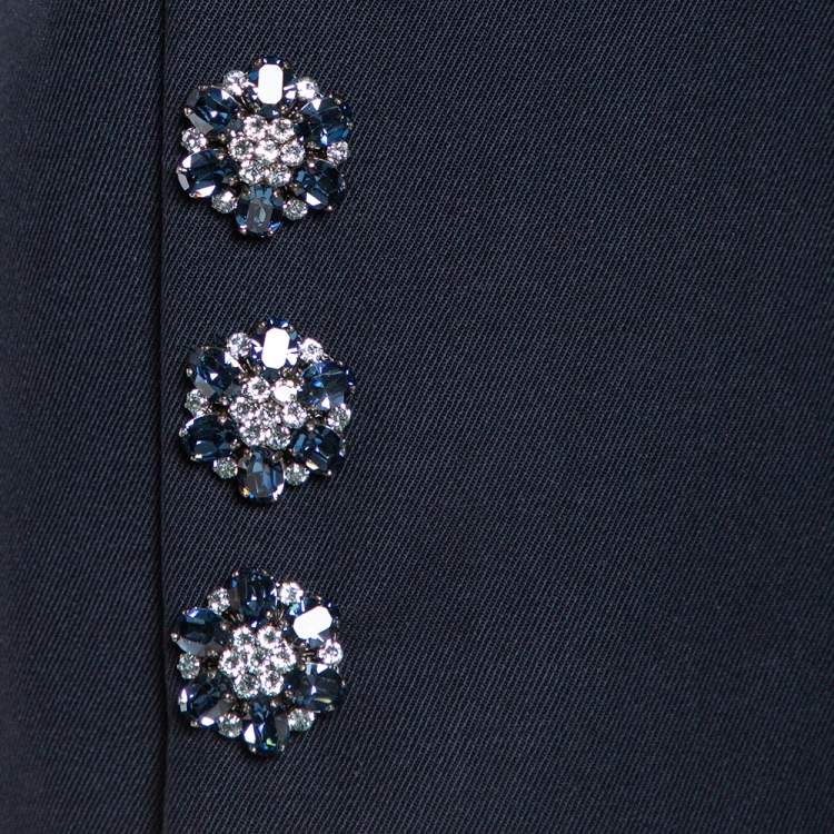 Pre Owned Dolce & Gabbana Navy Blue Wool Gabardine Shift Dress M