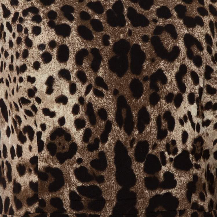Pre Owned Dolce & Gabbana Brown Leopard Print Crepe Sheath Dress S