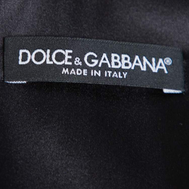 Pre Owned Dolce & Gabbana Black Crepe Rocket & Floral Print Sleeveless Shift Dress S