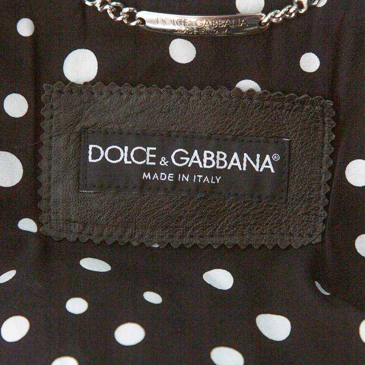 مملوكة مسبقًا Dolce & Gabbana Black Sequin Embellished Cropped Leather Jacket S