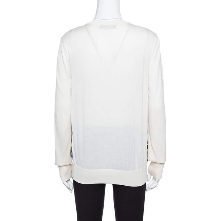 Pre Owned Dolce & Gabbana Off White Majolica Print Silk Button Front Cardigan L