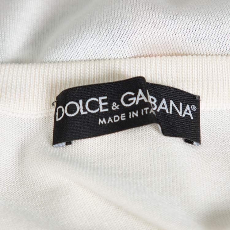 Pre Owned Dolce & Gabbana Off White Majolica Print Silk Button Front Cardigan L