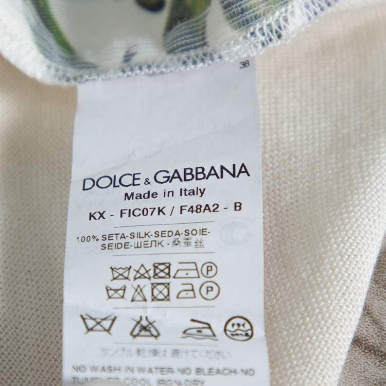 Pre Owned Dolce & Gabbana Off White Majolica Print Silk Button Front Cardigan L