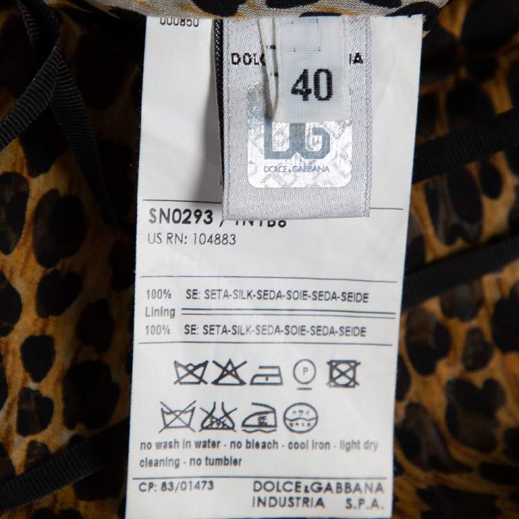 Pre Owned Dolce & Gabbana Brown Animal Print Ruffle Detail Sleeveless Top M