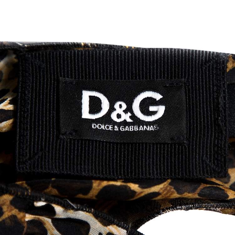 Pre Owned Dolce & Gabbana Brown Animal Print Ruffle Detail Sleeveless Top M