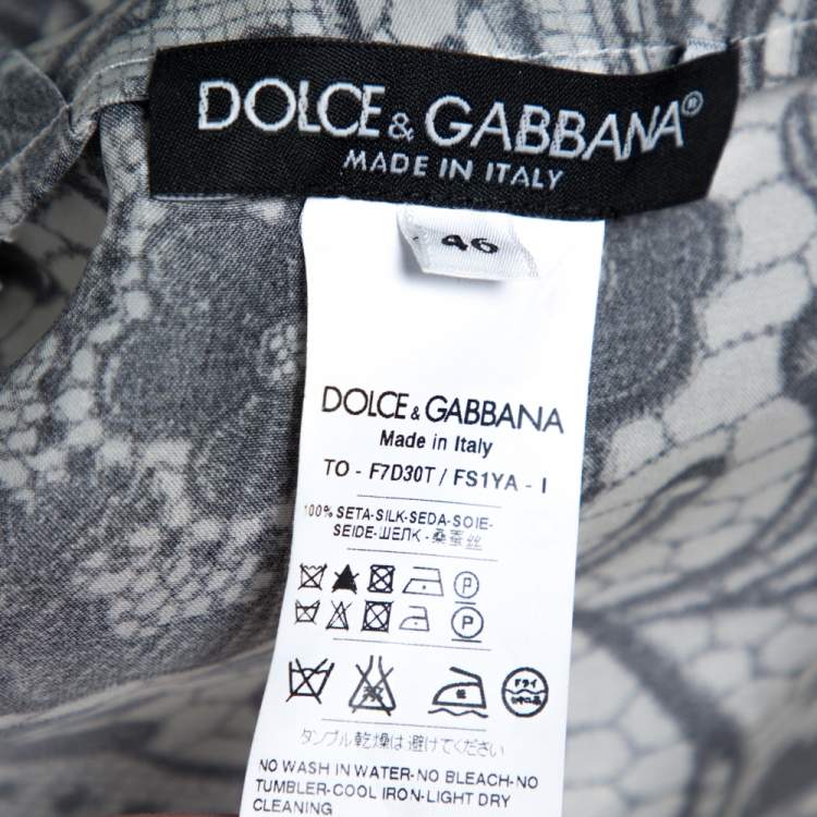 Pre Owned Dolce & Gabbana Cream White Silk Lace Print Top S