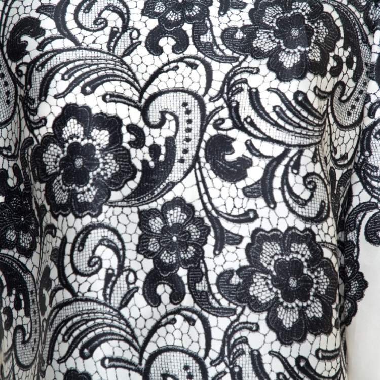 Pre Owned Dolce & Gabbana Cream White Silk Lace Print Top S