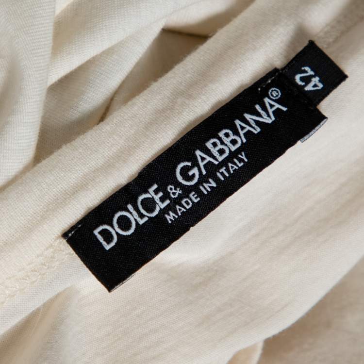 Pre Owned Dolce & Gabbana Cream Marilyn Monroe Print Cotton Jersey T-Shirt M