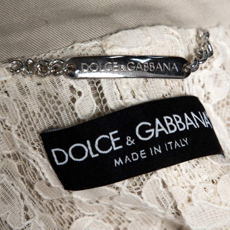 Pre Owned Dolce & Gabbana Beige Cotton Ruffle Trim Blazer M