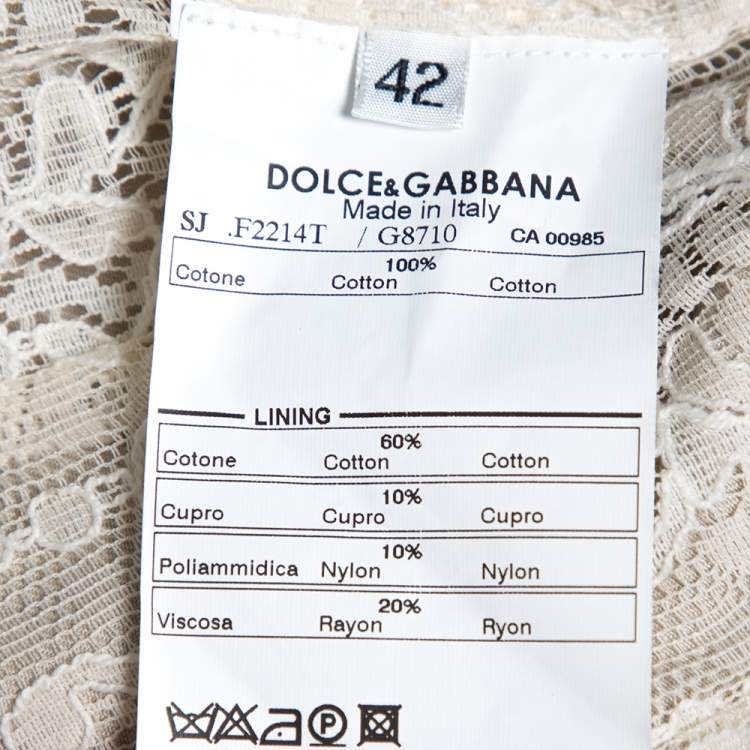 Pre Owned Dolce & Gabbana Beige Cotton Ruffle Trim Blazer M