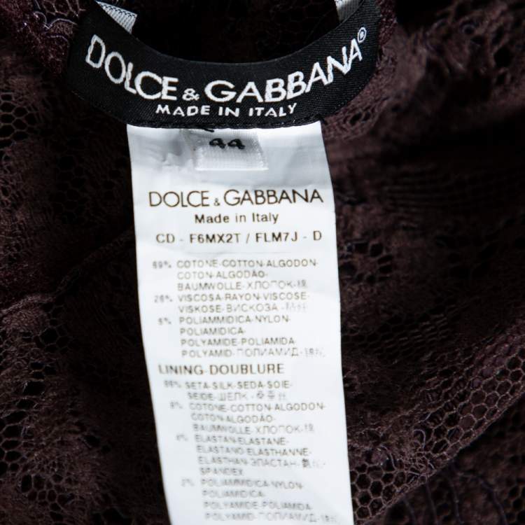 Pre Owned Dolce & Gabbana Raisin Purple Lace Overlay Sheath Dress M