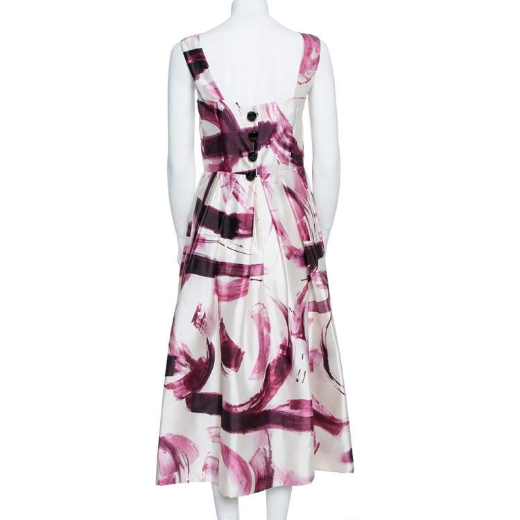 Pre Owned Dolce & Gabbana Bicolor Brushstroke Print Silk Mikado Sundress M