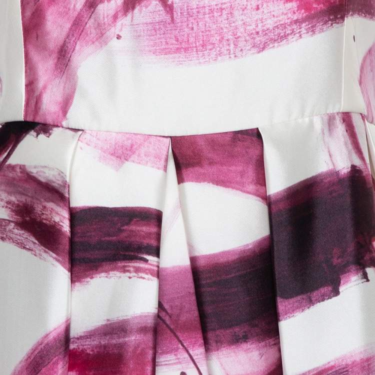 Pre Owned Dolce & Gabbana Bicolor Brushstroke Print Silk Mikado Sundress M