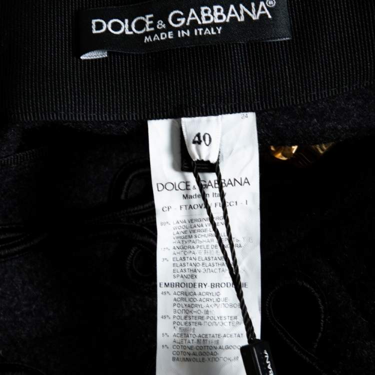 Pre Owned Dolce & Gabbana Grey Brushed Wool Military Cropped Trousers S
