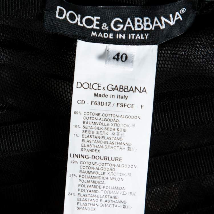 Pre Owned Dolce & Gabbana Monochrome Polka Dot Print Cotton Canvas Dress S