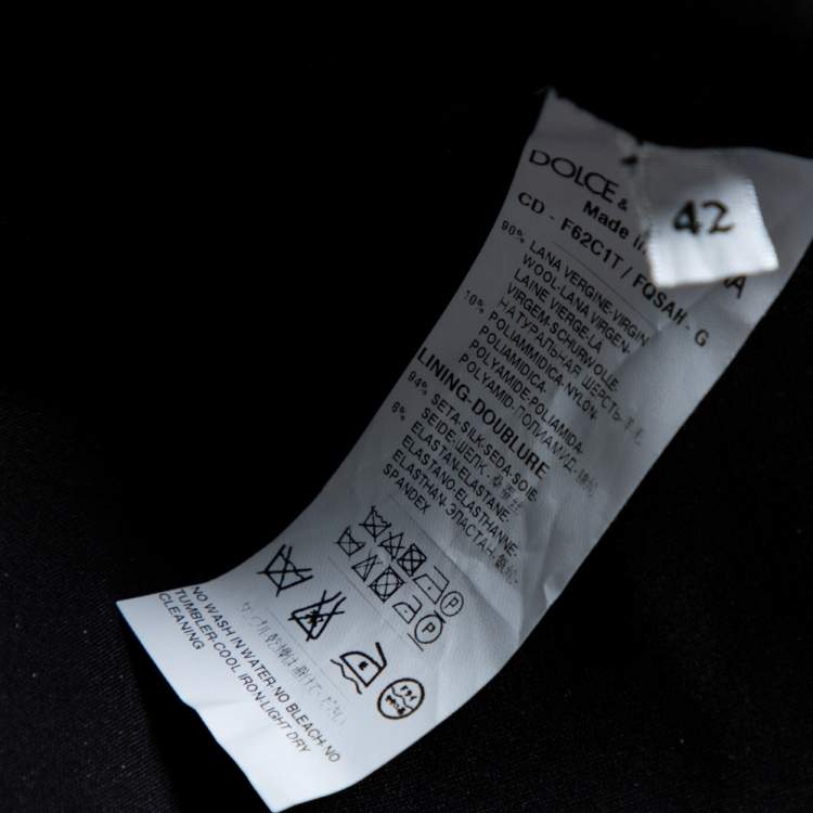 Pre Owned Dolce & Gabbana Black/White Houndstooth Tweed Blend Glitter Detail Midi Dress M