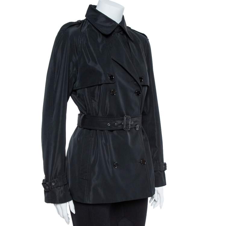 Pre Owned Dolce & Gabbana Black Polyester Double Breasted Coat S