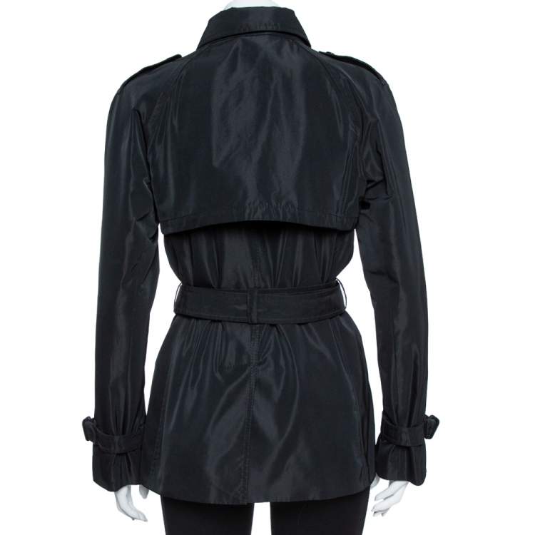 Pre Owned Dolce & Gabbana Black Polyester Double Breasted Coat S