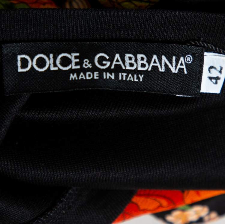 مملوكة مسبقًا Dolce & Gabbana Black Floral Print Silk & Cotton Sleeveless Top M
