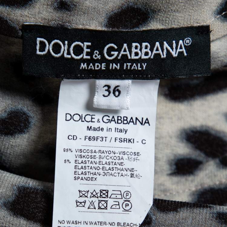 Pre Owned Dolce & Gabbana Brown Leopard Print Wrap Effect Midi Dress XS