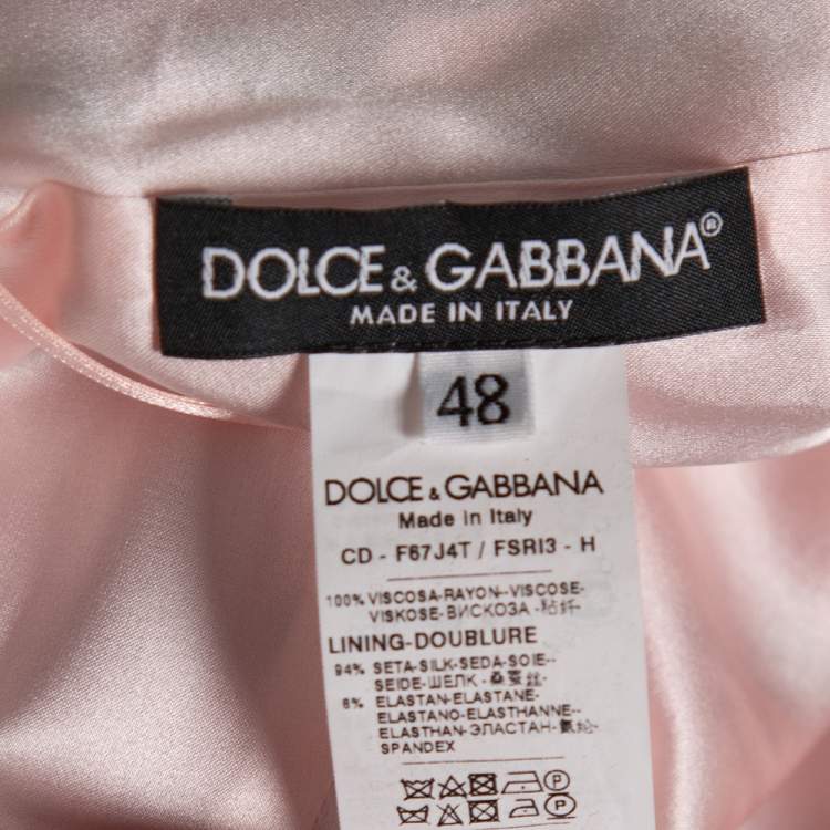 Pre Owned Dolce & Gabbana Pink Floral Printed Crepe Sheath Dress L