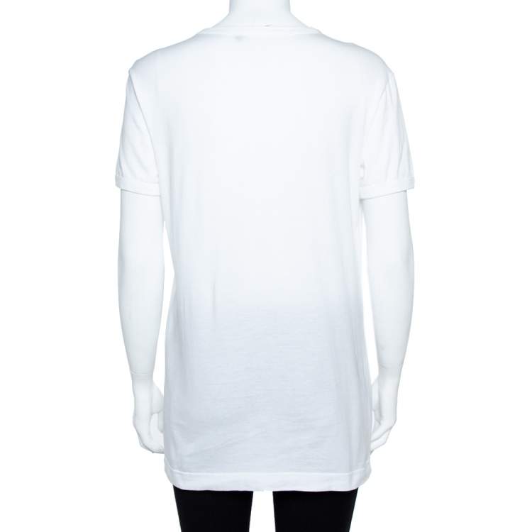 Pre Owned Dolce & Gabbana White Cotton Princess Logo T-Shirt S