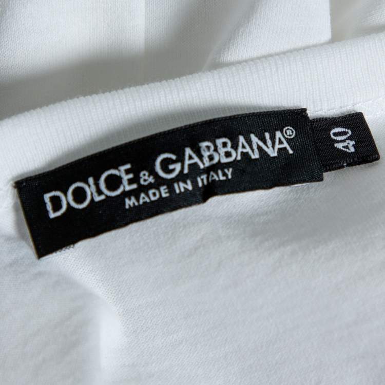 Pre Owned Dolce & Gabbana White Cotton Princess Logo T-Shirt S