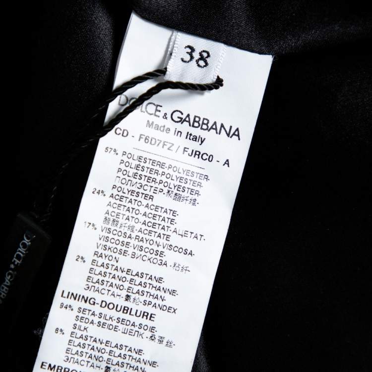 Pre Owned Dolce & Gabbana Black Jacquard Contrast Floral Lace Shift Dress S