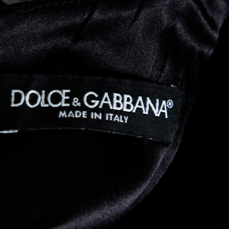 Pre Owned Dolce & Gabbana Black Jacquard Contrast Floral Lace Shift Dress S