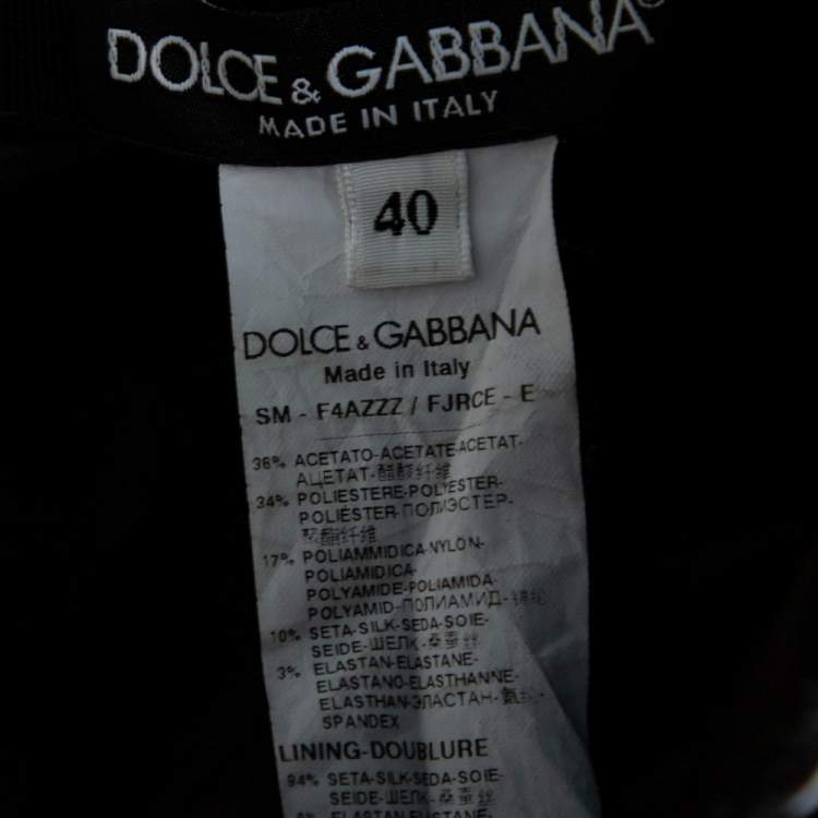 Pre Owned Dolce & Gabbana Black Brocade Crystal Bow Asymmetric Mini Skirt S