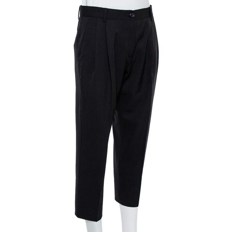 Pre Owned Dolce & Gabbana Black Wool Blend Cropped Trousers S