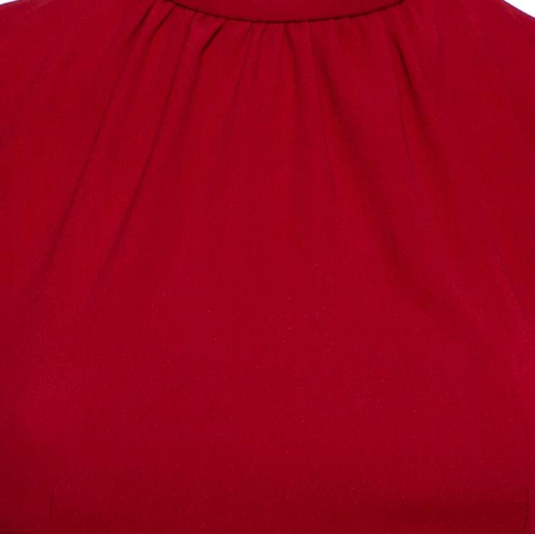 Pre Owned Dolce & Gabbana Red Crepe Puff Sleeve A-Line Dress XS