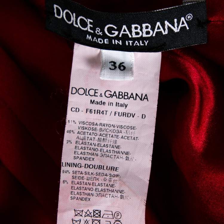 Pre Owned Dolce & Gabbana Red Crepe Puff Sleeve A-Line Dress XS